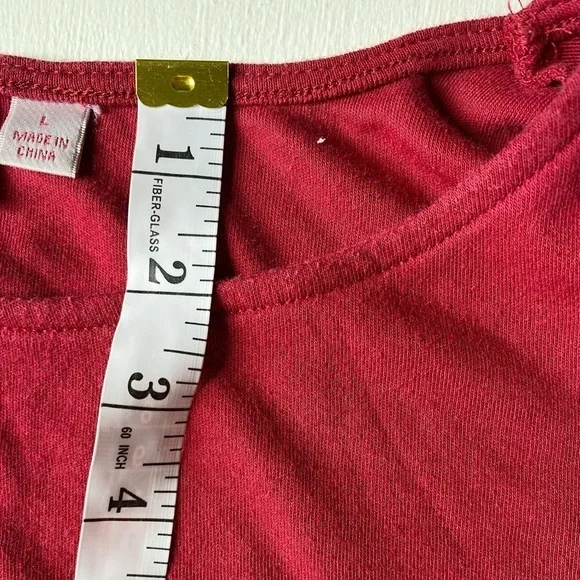 Quacker Factory RED Wine Pearl Beads on Bell Sleeve Dressy Top Size Large - Picture 9 of 12